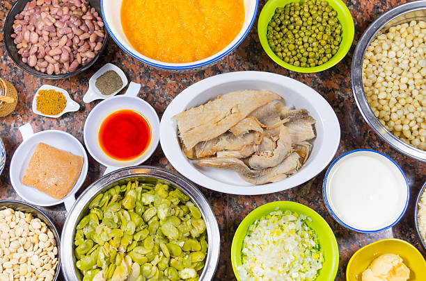 istock Bowls of different ingredients spread out on granite surface including 502412890