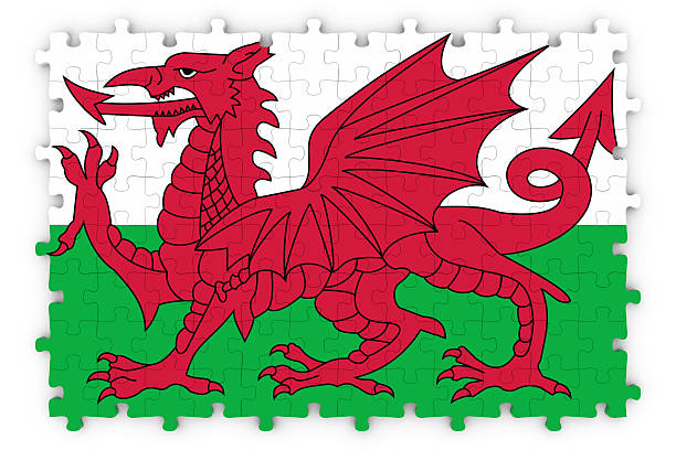 bandeira galesa de puzzle quebra-cabeça isolada bandeira do país de gales - welsh flag flag welsh culture all european flags - fotografias e filmes do acervo