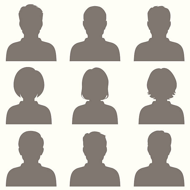 avatar vector avatar, profile icon, head silhouette woman silhouette illustration stock illustrations