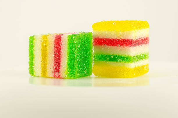 istock Two colorful candies fruit jelly on the white background 502416643