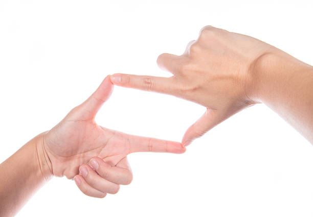 istock women hand symbol that means frame on white background 502417111