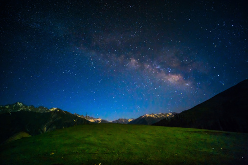 Wide field long exposure photo of the Milky Way