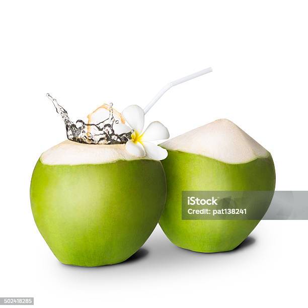 Green Coconut With Water Splash Stock Photo - Download Image Now - Coconut, Cold Drink, Cut Out