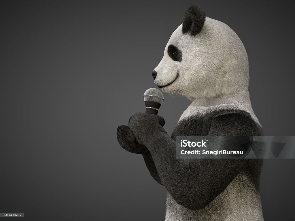 Personage Character Animal Bear Panda Sing Song Microphone Stock Photo -  Download Image Now - iStock