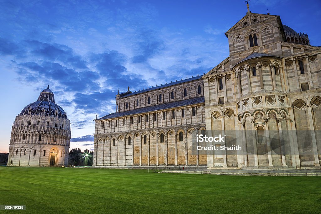 Cathedral in Pisa at night Ancient cathedral in Pisa. Ancient Stock Photo