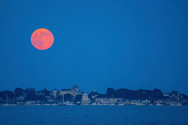 Supermoon July 2014 A "supermoon" rises over Watch Hill, Rhode Island in July 2014. westerly rhode island stock pictures, royalty-free photos & images