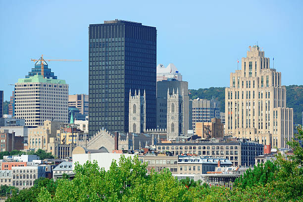 Montreal city skyline in the day with urban buildings