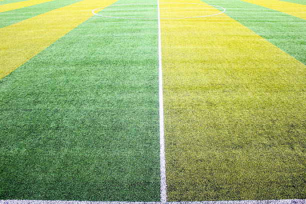 istock Soccer field grass,White lines,Field goal sunny 502420007