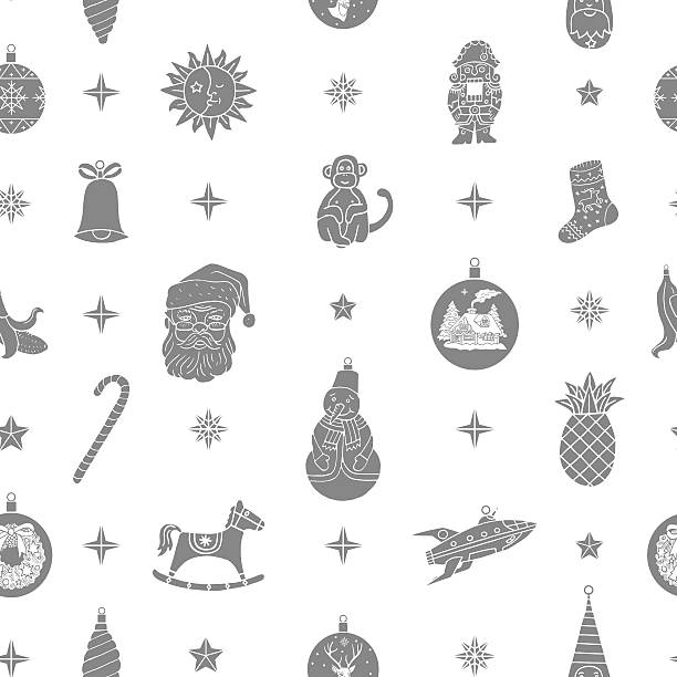 seamless pattern with рождественские элементы и иллюстрации. - christmas backgrounds gift bow stock illustrations