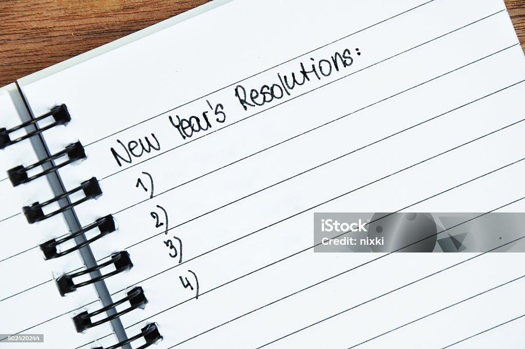 New Year's Resolutions New Year's Resolutions in notepad 2015 Stock Photo