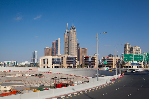 Dubai,United Arab Emirates - January 3,2012: Construction activity in Dubai downtown.
