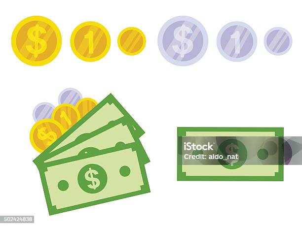 Isolated Dollar Stock Illustration - Download Image Now - Coin, Paper Currency, Currency