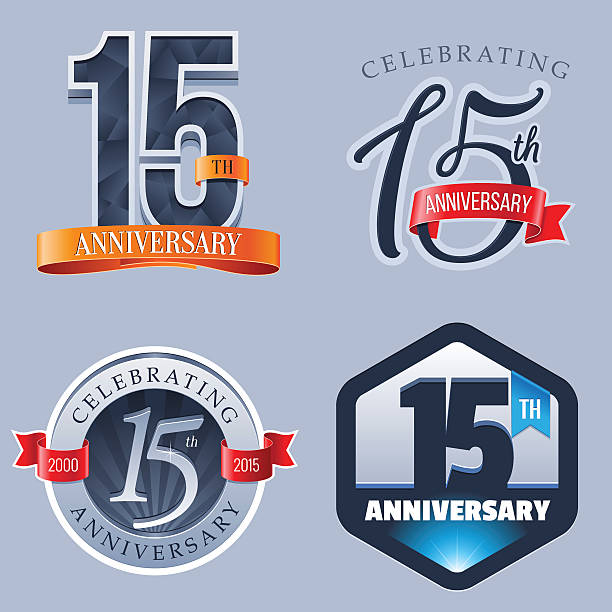 Anniversary - 15 Years A Set of Symbols Representing a Fifteenth Anniversary/Jubilee Celebration 14 15 years stock illustrations