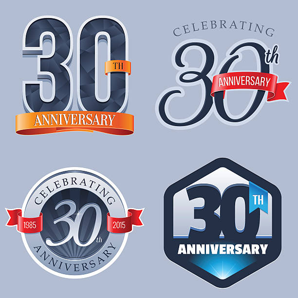 Anniversary Logo - 30 Years A Set of Symbols Representing a Thirtieth Anniversary/Jubilee Celebration 30 34 years stock illustrations