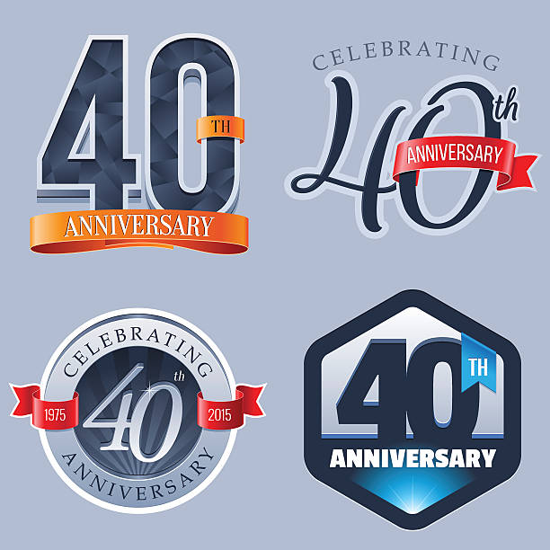 illustrations, cliparts, dessins animés et icônes de logo-anniversaire des 40 ans - anniversary seal stamper banner insignia