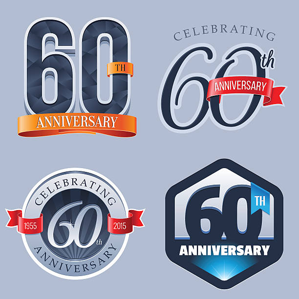 логотип - 60 лет юбилей - 60 64 years stock illustrations