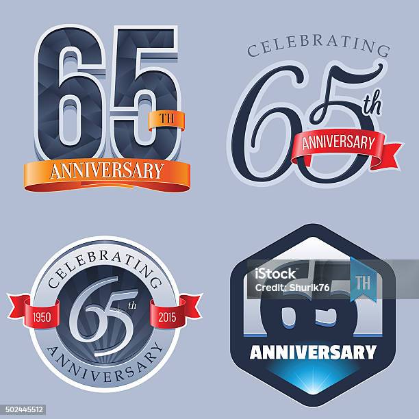 Logo 65 Jahre Jubiläum Stock Vektor Art und mehr Bilder von 65-69 Jahre - 65-69 Jahre, Jahrestag, Feiern