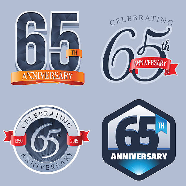 ilustraciones, imágenes clip art, dibujos animados e iconos de stock de aniversario logotipo de 65 años - 67
