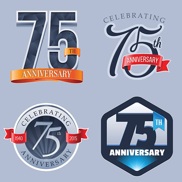 logo - 75-jähriges jubiläum - 70 79 jahre stock-grafiken, -clipart, -cartoons und -symbole
