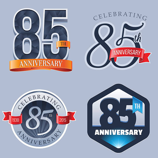 logo - 85 jahre jubiläum - $89 stock-grafiken, -clipart, -cartoons und -symbole