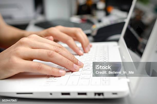 Fingers On The Laptop Keyboard Stock Photo - Download Image Now - Adult, Business, Businessman