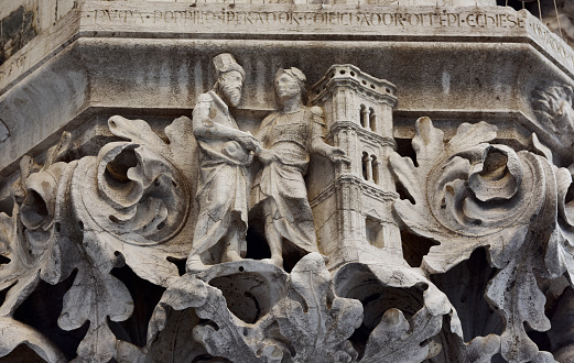 Relief of Florence Giotto belfry from a Doge's Palace capital in Saint Mark Square
