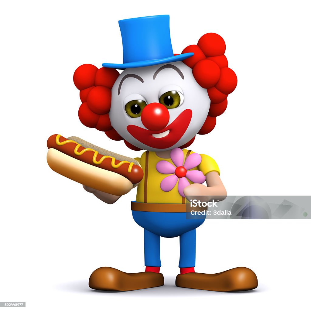3d Clown Loves Hot Dogs Stock Photo - Download Image Now - Bizarre, Cartoon,  Characters - iStock