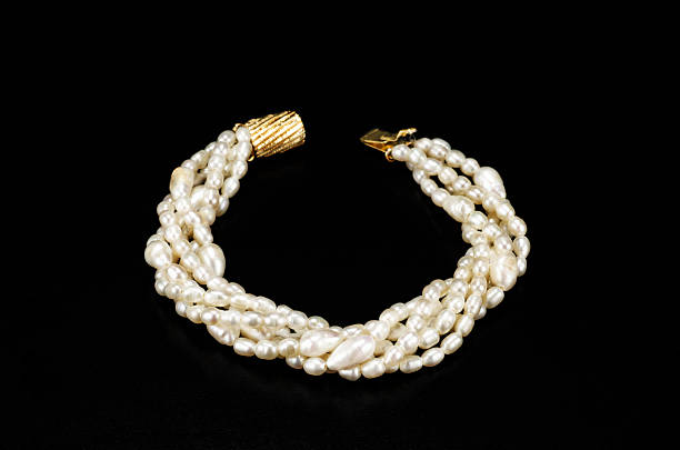 istock Twisted white freshwater pearl bracelet 502450567