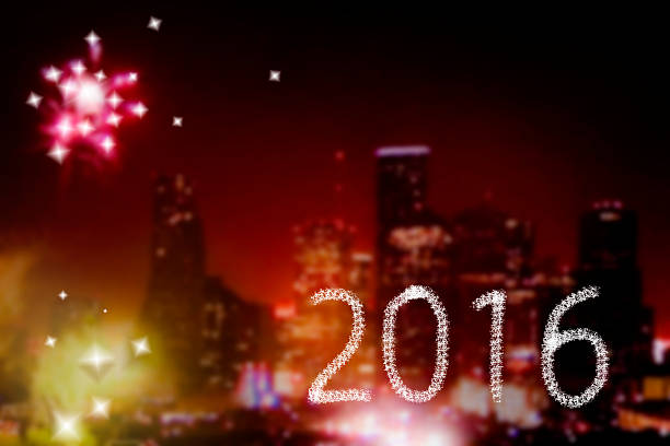 istock 2016, New Year's,  City background with fireworks. Night sky. 502452620