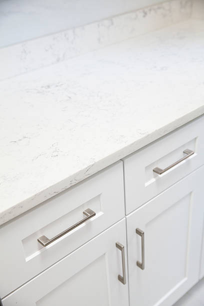 istock White marble on top of kitchen cabinet 502453329