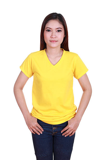 istock young beautiful female with blank t-shirt 502453789