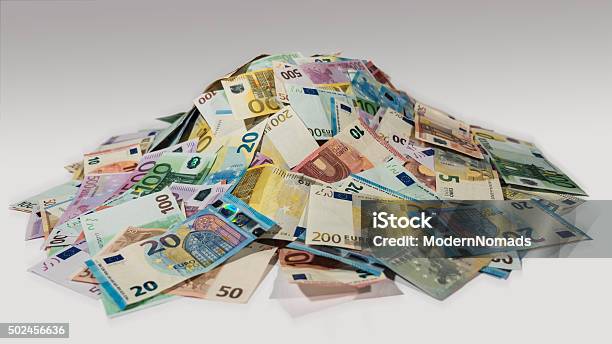 Pile Of Cash Heaps Of Money Side View Stock Photo - Download Image Now - Currency, European Union Currency, Heap