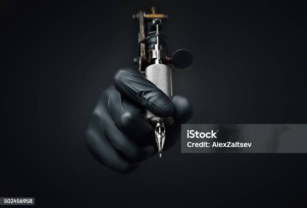 Tattoo Machine Dark Background Stock Photo - Download Image Now - Tattooing, Tattoo, Machinery