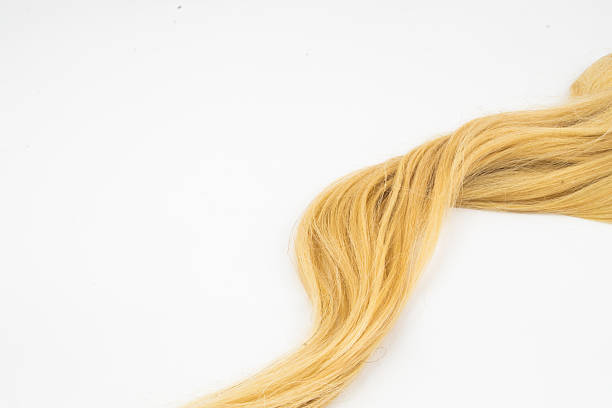 extension de cheveux blond image d'arrière-plan - human hair curled up hair extension isolated photos et images de collection