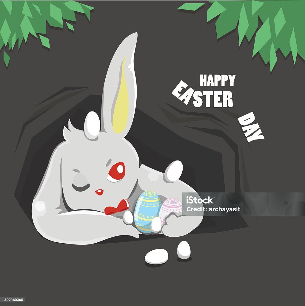 Happy easter day bunny and egg sleep in easter day 2015 stock vector