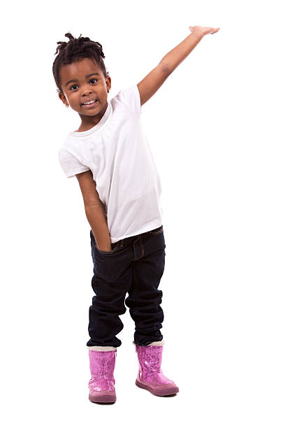 casual black girl posing on white studio background