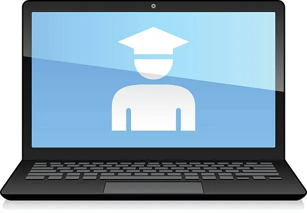 Vector illustration of Laptop Displaying College Student