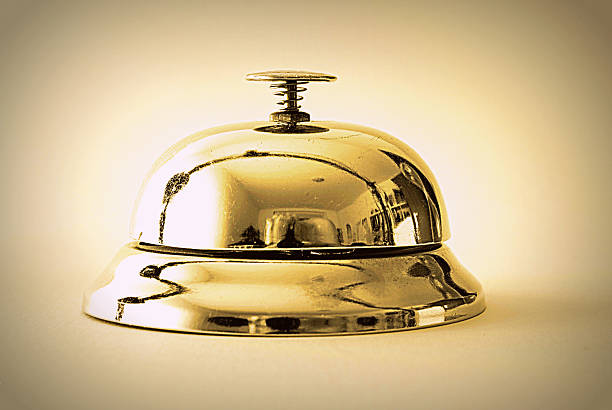 Shiny Hotel Service Ringing Bell close up
