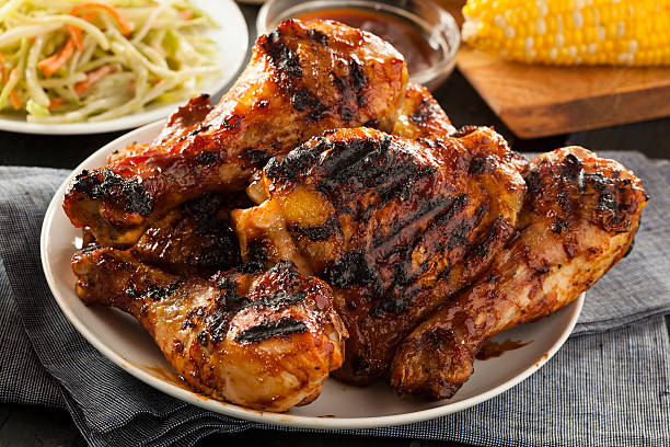 domowy grillowany kurczak z grilla - wing chicken barbecue grilled zdjęcia i obrazy z banku zdjęć