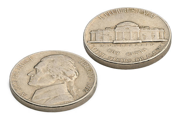 istock U.S. five cents coin isolated on white background. macro shoot. 502475077
