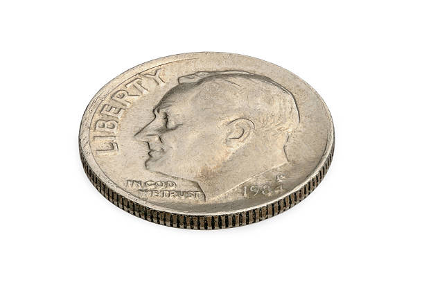 istock U.S. ten cents coin isolated on white background. Reverse. 502475293