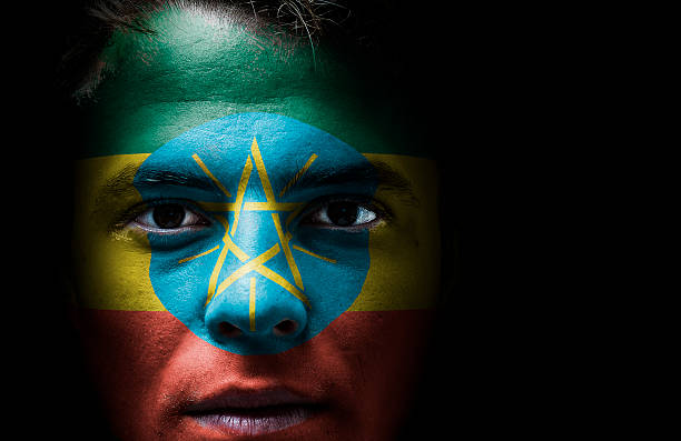 istock Ethiopia, Ethiopian flag on face 502476715