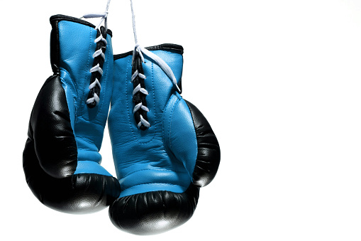 blue boxing gloves on a white background