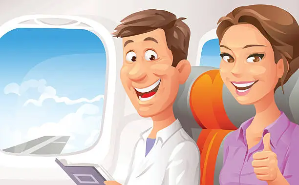 Vector illustration of Couple On A Plane