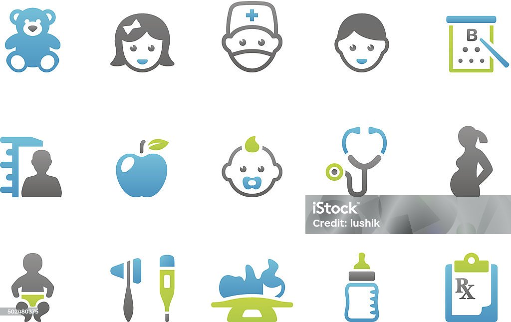 Stampico iconos-pediatra - arte vectorial de Pediatra libre de derechos