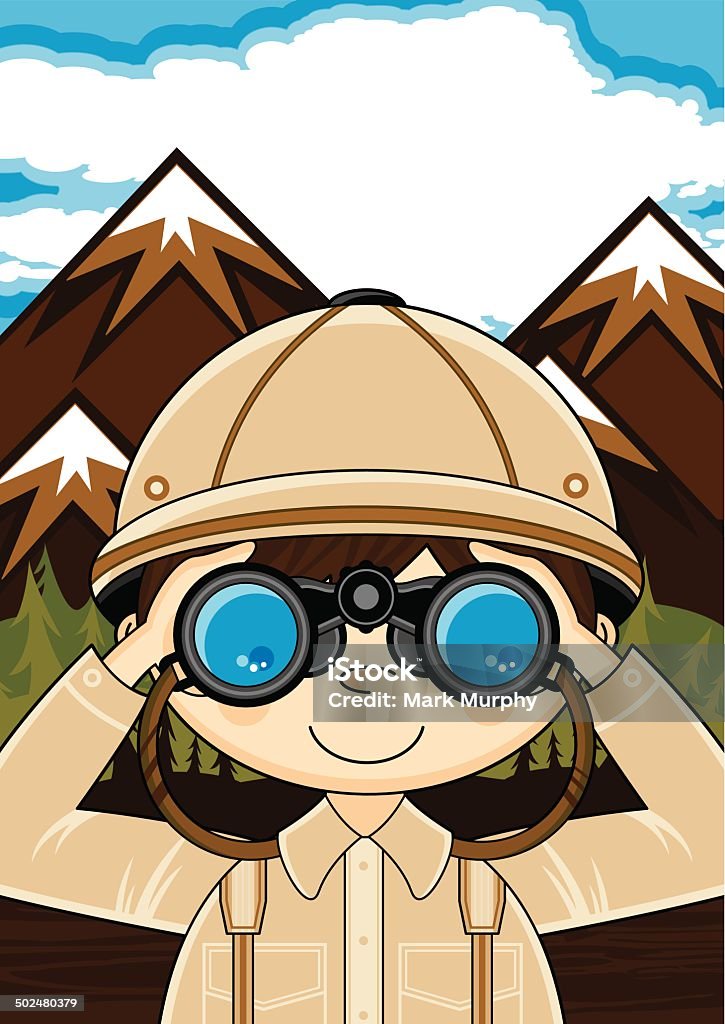 Mini Explorer with Binoculars Scene The file is fully editable and can be tailored to suit your specific requirements. Enjoy! Child stock vector