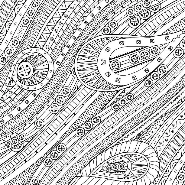 Vector illustration of Doodle background in vector with ethnic pattern.