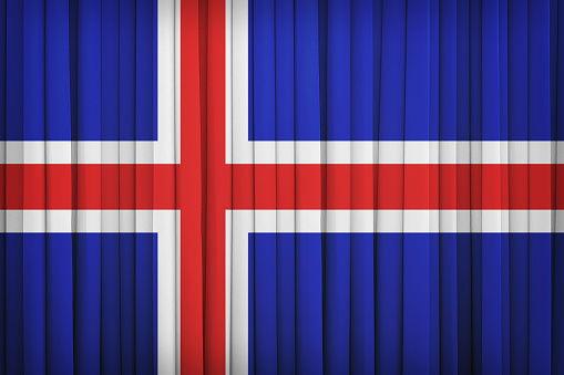 Iceland flag pattern on the fabric curtain,vintage style