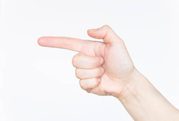 istock Female hand making a gun gesture 502487628