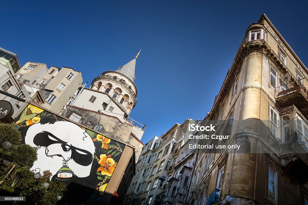 Galata Tower And Old Apartments, Istanbul, Turkey Istanbul,Turkey - December 22,2015: Exterior shot of Galata Tower and old apartment buildings at Galata District, Istanbul, Turkey. Istanbul Stock Photo